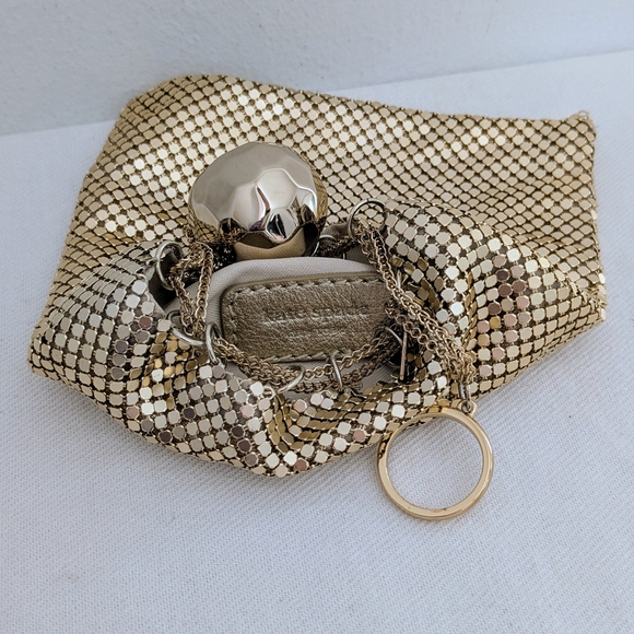 Unique Kate Spade Gold Metal Mesh With A Large Cocktail Ring / Small Evening Bag